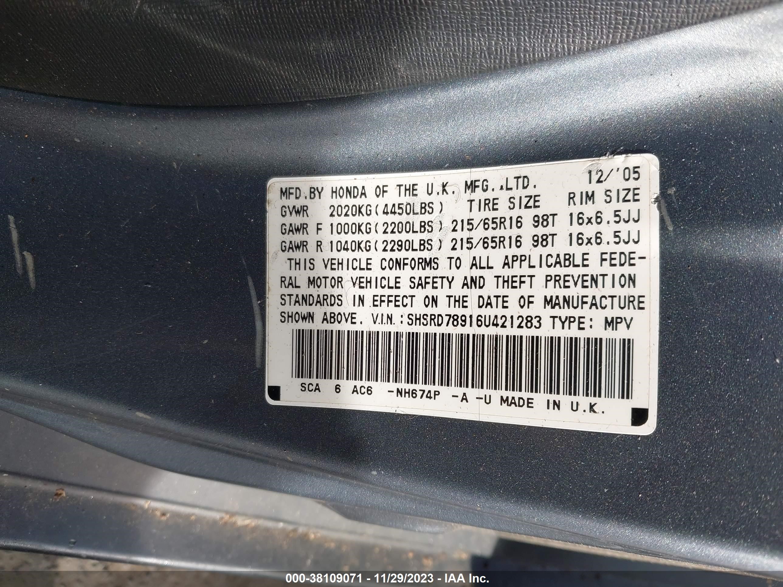 Photo 8 VIN: SHSRD78916U421283 - HONDA CR-V 