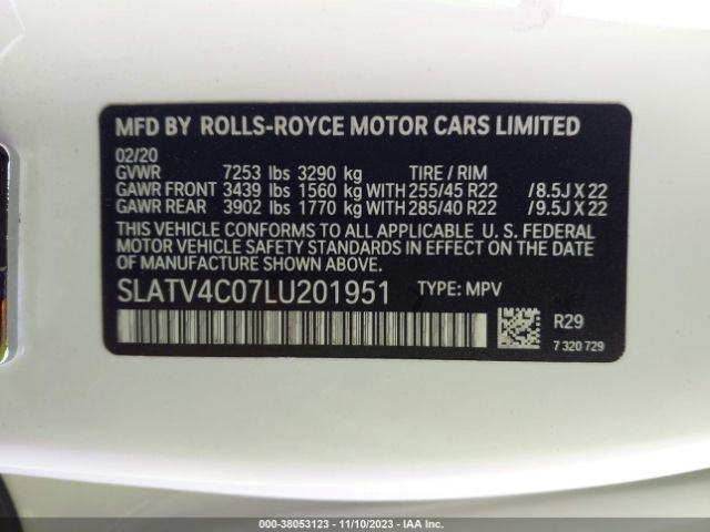 Photo 8 VIN: SLATV4C07LU201951 - ROLLS-ROYCE CULLINAN 