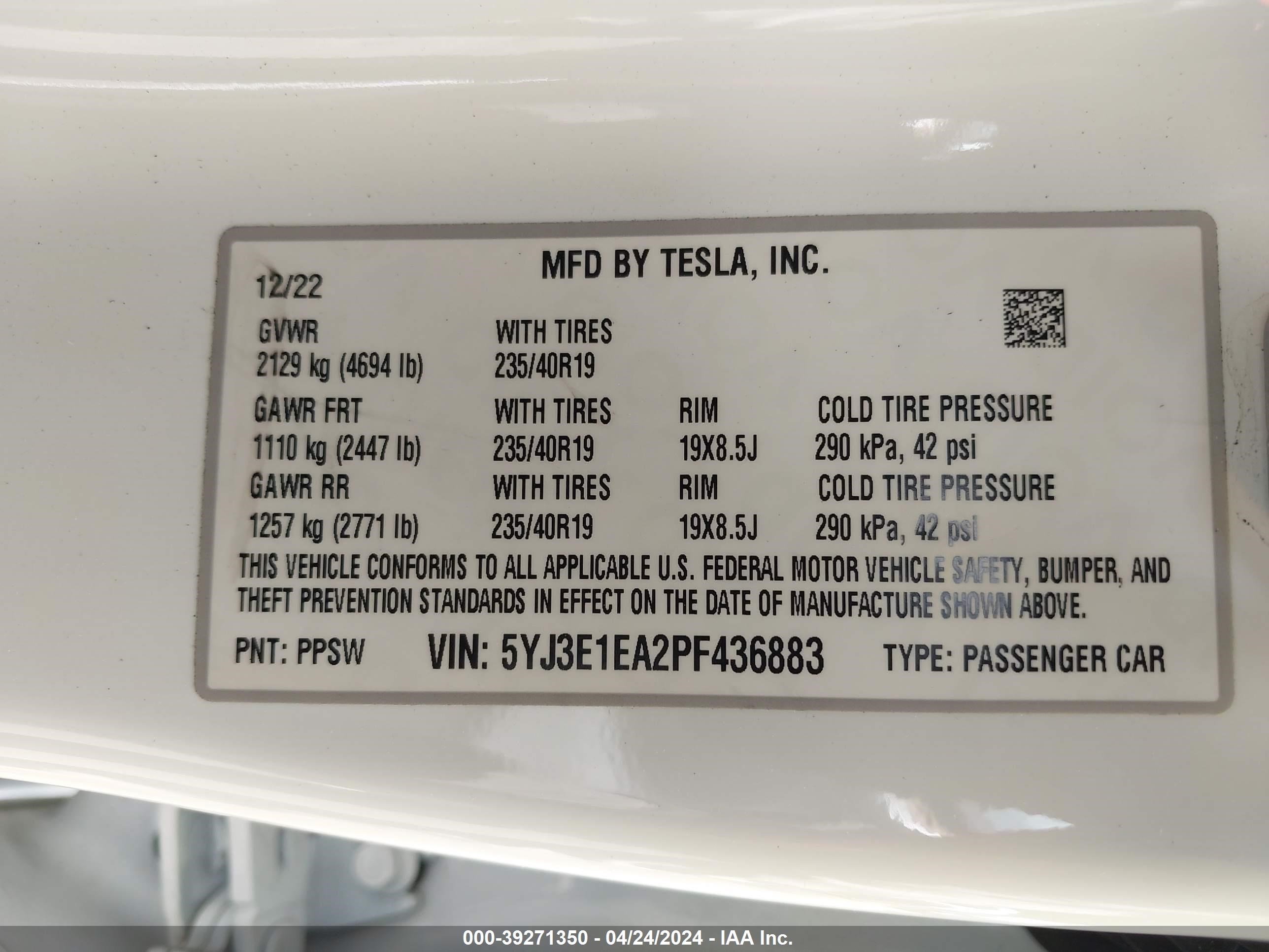 Photo 8 VIN: SYJ3E1EA2PF436883 - TESLA NULL 