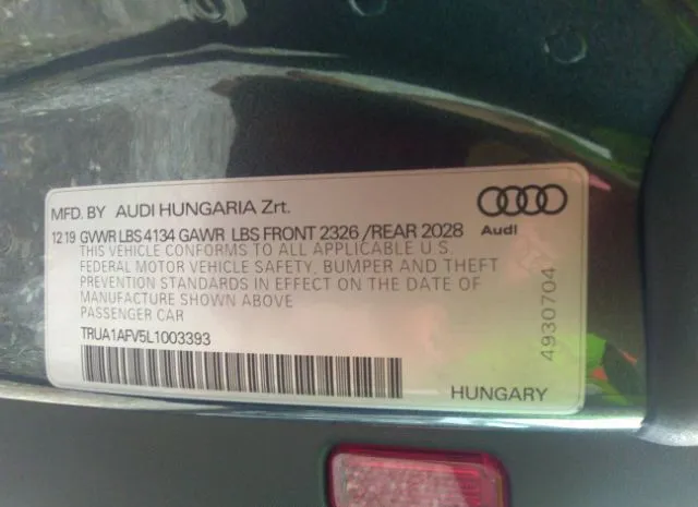 Photo 8 VIN: TRUA1AFV5L1003393 - AUDI TTS 