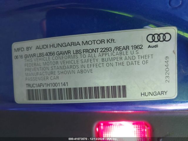 Photo 8 VIN: TRUC1AFV1H1001141 - AUDI TTS 