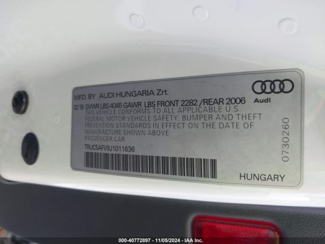 Photo 8 VIN: TRUC5AFV9J1011636 - AUDI TT 