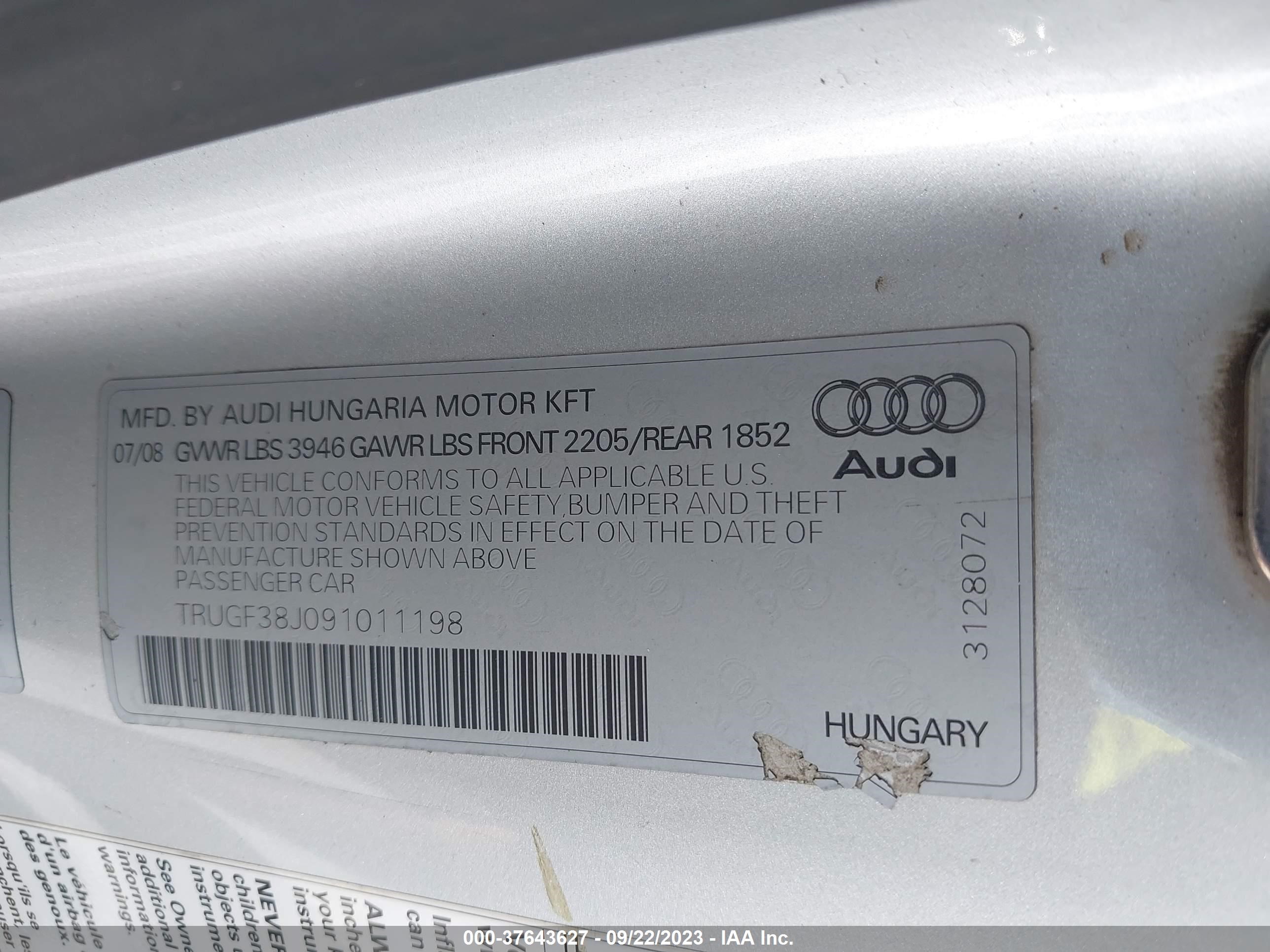 Photo 8 VIN: TRUGF38J091011198 - AUDI TT 