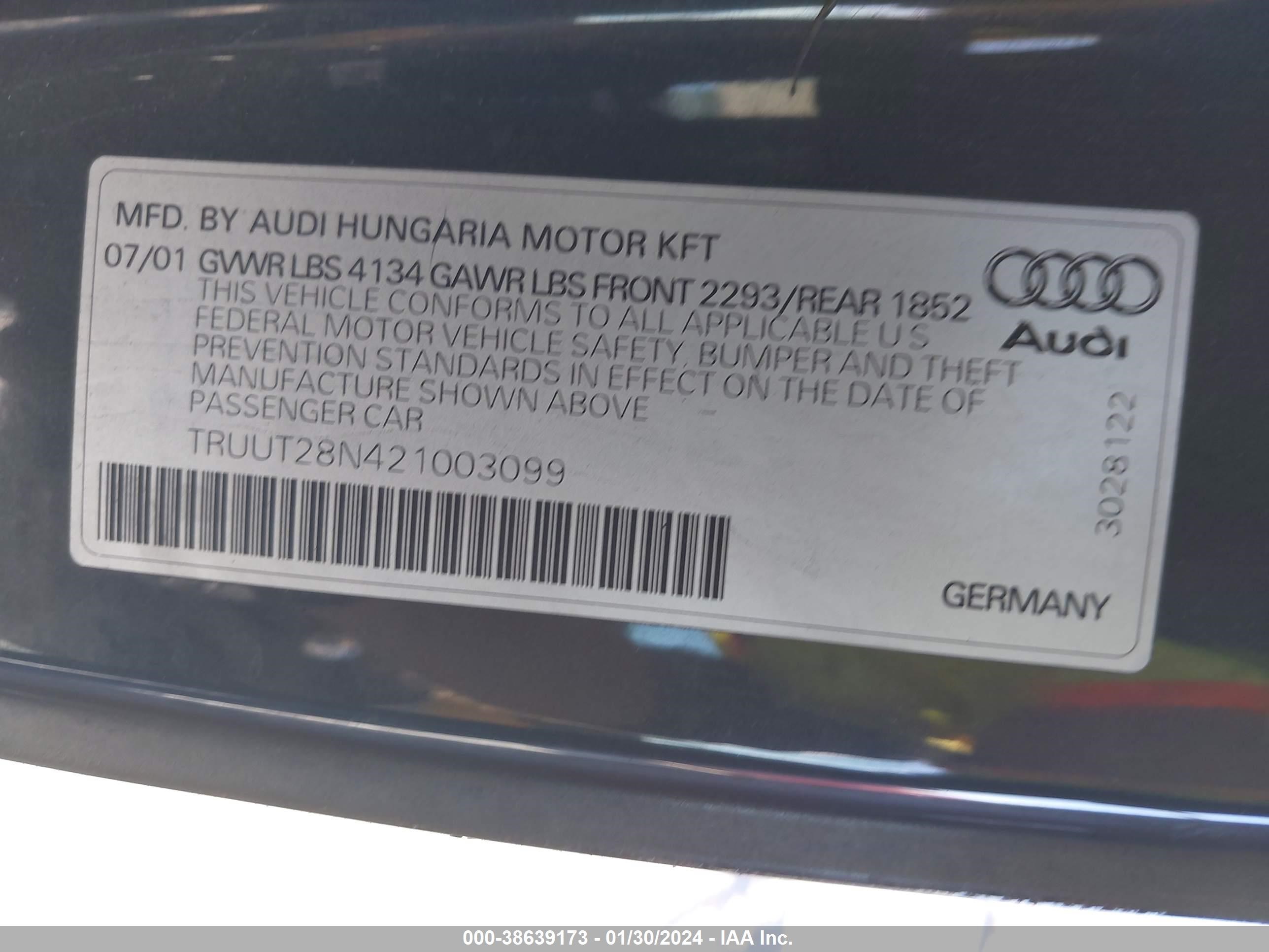 Photo 7 VIN: TRUUT28N421003099 - AUDI TT 