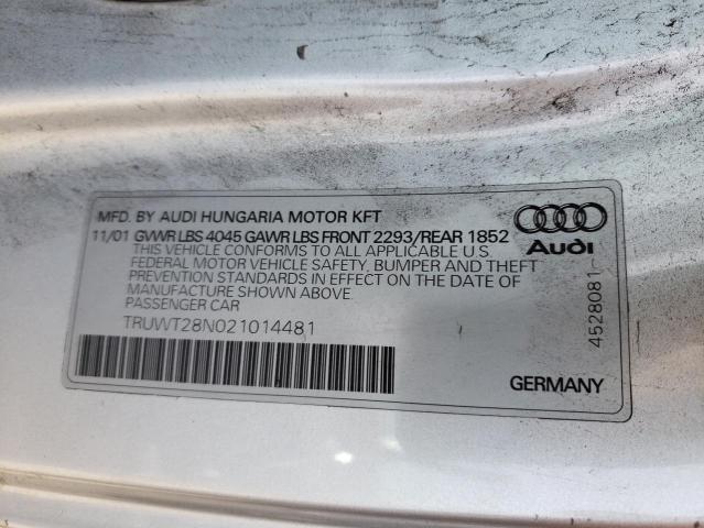 Photo 12 VIN: TRUWT28N021014481 - AUDI TT 