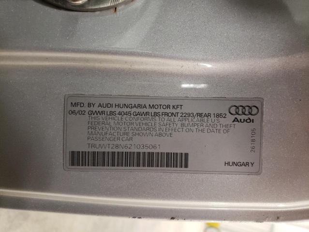 Photo 11 VIN: TRUWT28N621035061 - AUDI TT QUATTRO 