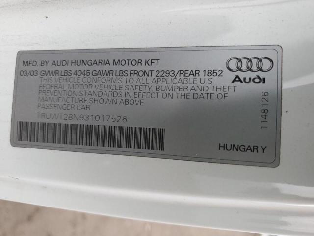 Photo 11 VIN: TRUWT28N931017526 - AUDI TT 