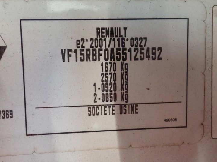 Photo 11 VIN: VF15RBF0A55125492 - RENAULT CLIO 5P SOCIETE (2 SEATS) 