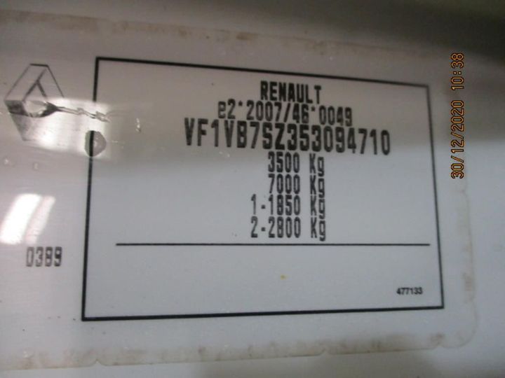 Photo 12 VIN: VF1VB7SZ353094710 - RENAULT MASTER CHASSIS CABINE 