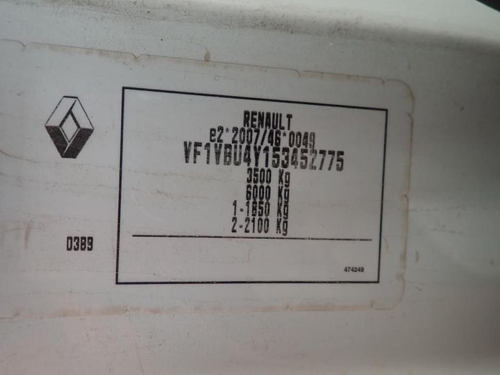 Photo 12 VIN: VF1VBU4Y153452775 - RENAULT MASTER CHASSIS CABINE 