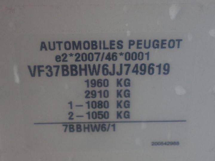 Photo 11 VIN: VF37BBHW6JJ749619 - PEUGEOT PARTNER 