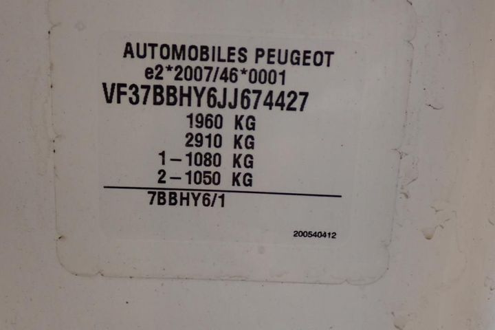 Photo 12 VIN: VF37BBHY6JJ674427 - PEUGEOT PARTNER 