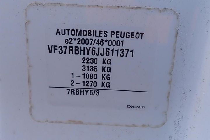 Photo 11 VIN: VF37RBHY6JJ611371 - PEUGEOT PARTNER 