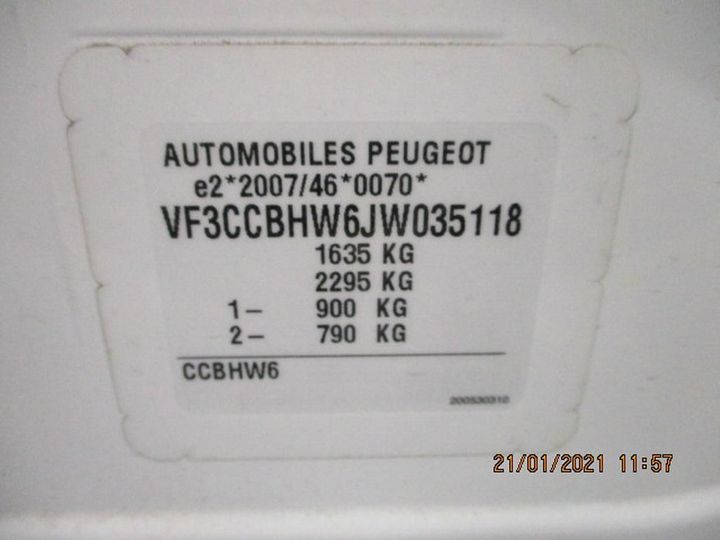 Photo 12 VIN: VF3CCBHW6JW035118 - PEUGEOT 208 5P AFFAIRE (2 SEATS) 