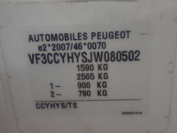 Photo 12 VIN: VF3CCYHYSJW080502 - PEUGEOT 208 5P AFFAIRE (2 SEATS) 