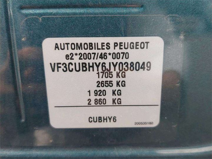 Photo 8 VIN: VF3CUBHY6JY038049 - PEUGEOT 2008 