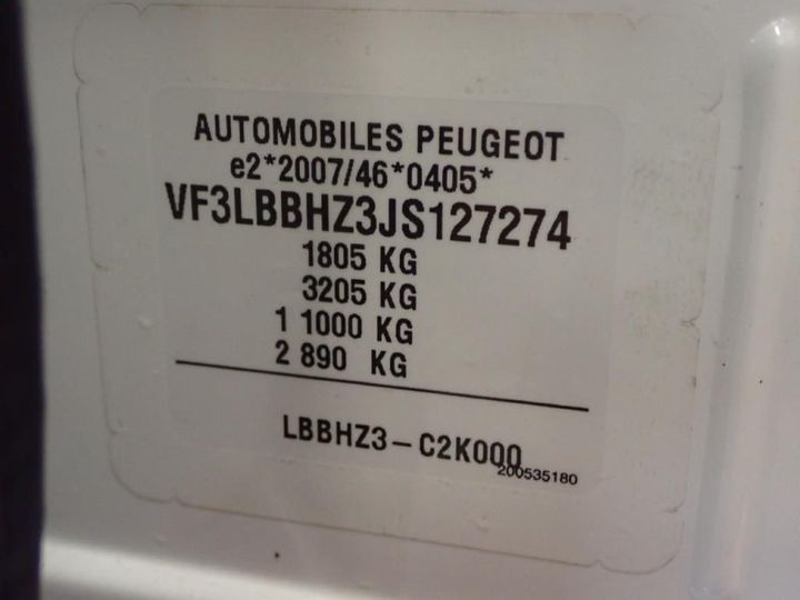 Photo 10 VIN: VF3LBBHZ3JS127274 - PEUGEOT 308 5P AFFAIRE (2 SEATS) 