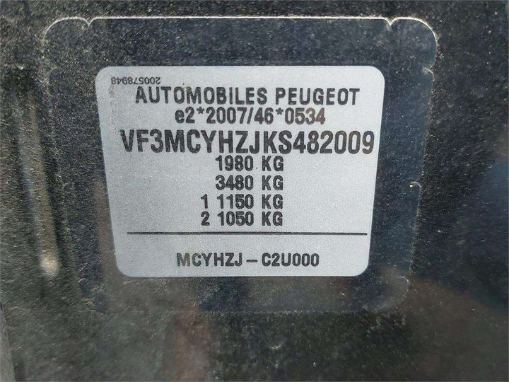 Photo 8 VIN: VF3MCYHZJKS482009 - PEUGEOT 3008 