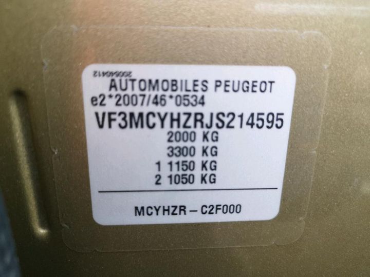 Photo 8 VIN: VF3MCYHZRJS214595 - PEUGEOT 3008 