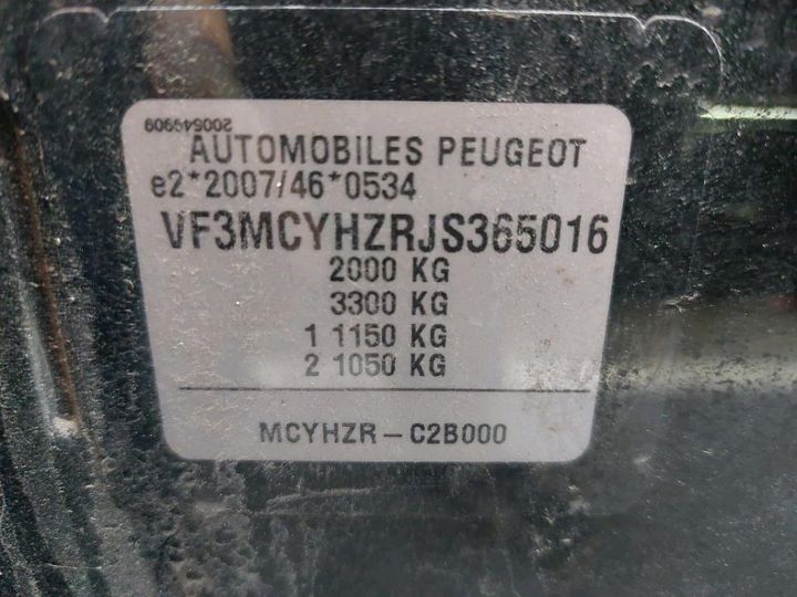 Photo 8 VIN: VF3MCYHZRJS365016 - PEUGEOT 3008 