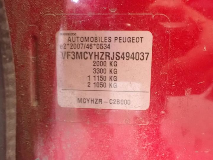 Photo 14 VIN: VF3MCYHZRJS494037 - PEUGEOT 3008 