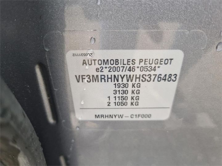 Photo 14 VIN: VF3MRHNYWHS376483 - PEUGEOT 3008 