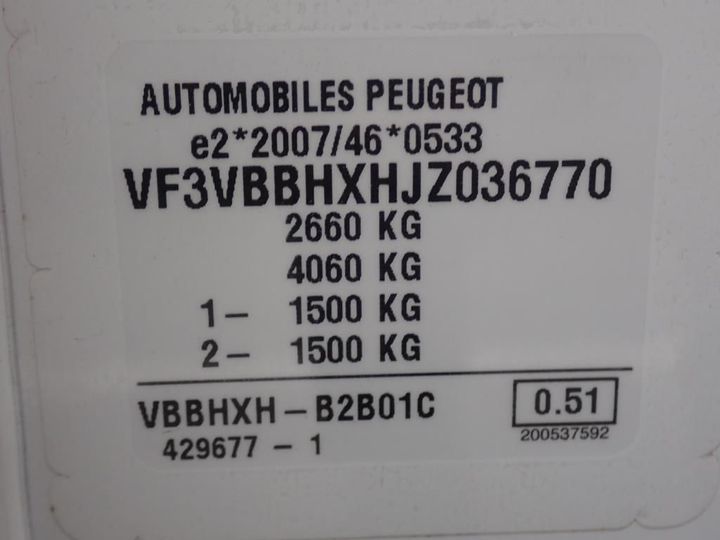 Photo 9 VIN: VF3VBBHXHJZ036770 - PEUGEOT EXPERT 