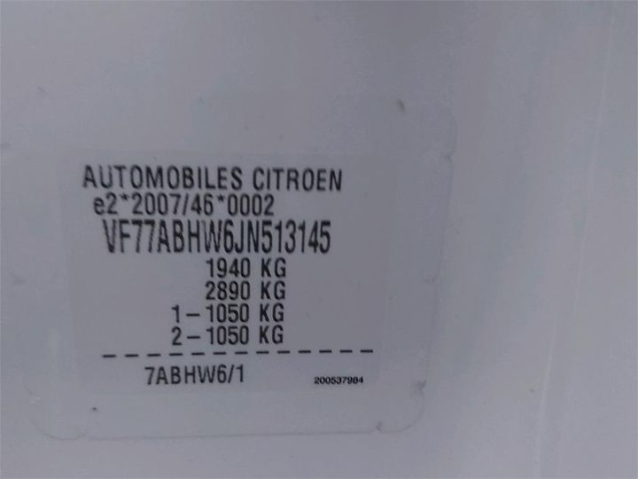 Photo 6 VIN: VF77ABHW6JN513145 - CITRON BERLINGO 