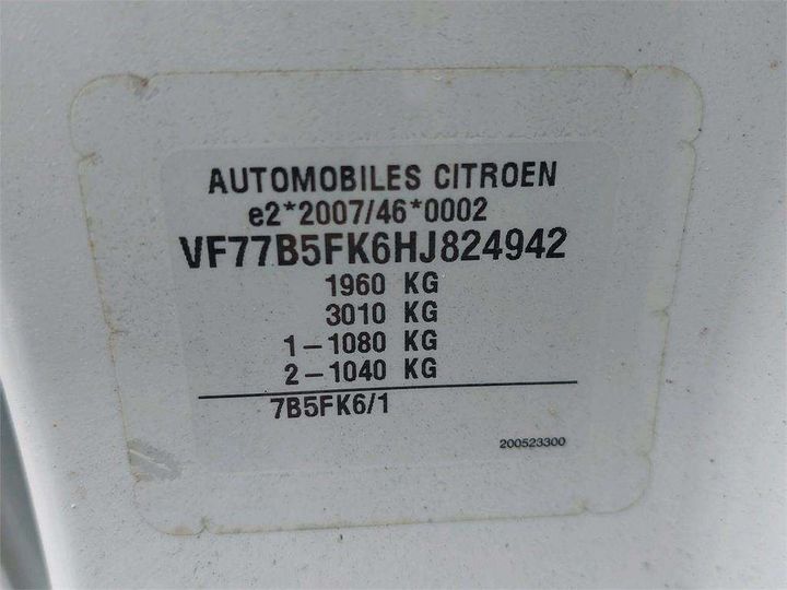 Photo 8 VIN: VF77B5FK6HJ824942 - CITROEN BERLINGO 