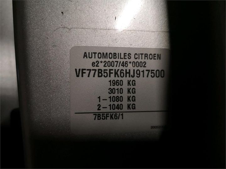 Photo 8 VIN: VF77B5FK6HJ917500 - CITROEN BERLINGO 