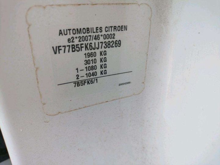 Photo 7 VIN: VF77B5FK6JJ738269 - CITRON BERLINGO 