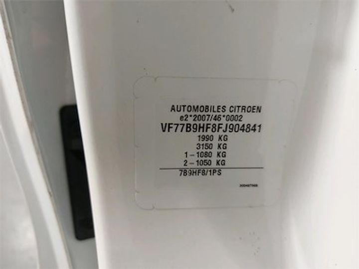 Photo 12 VIN: VF77B9HF8FJ904841 - CITROEN BERLINGO FOURGON SWB DIESEL - 2015 