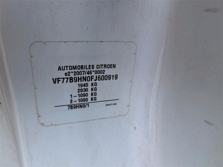 Photo 8 VIN: VF77B9HN0FJ600919 - CITROEN BERLINGO 