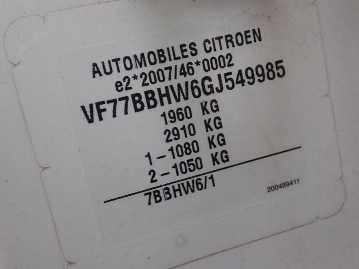 Photo 11 VIN: VF77BBHW6GJ549985 - CITROEN BERLINGO 