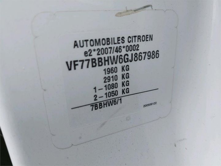 Photo 8 VIN: VF77BBHW6GJ867986 - CITROEN BERLINGO 