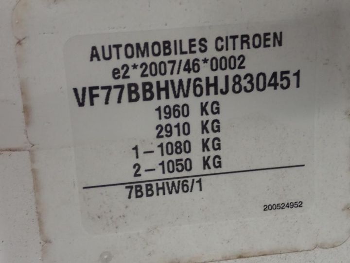 Photo 6 VIN: VF77BBHW6HJ830451 - CITROEN BERLINGO 