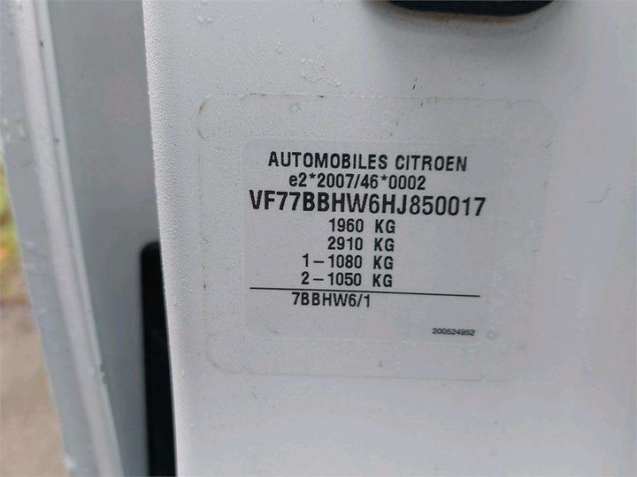 Photo 8 VIN: VF77BBHW6HJ850017 - CITROEN BERLINGO CLUB 