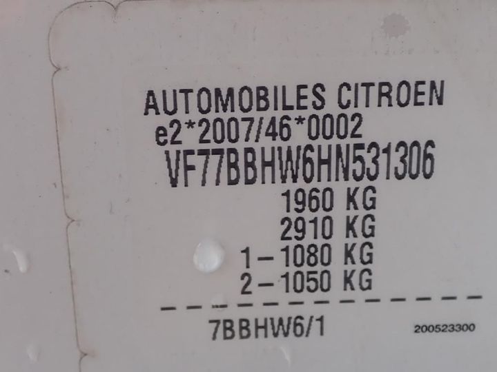 Photo 11 VIN: VF77BBHW6HN531306 - CITROEN BERLINGO 