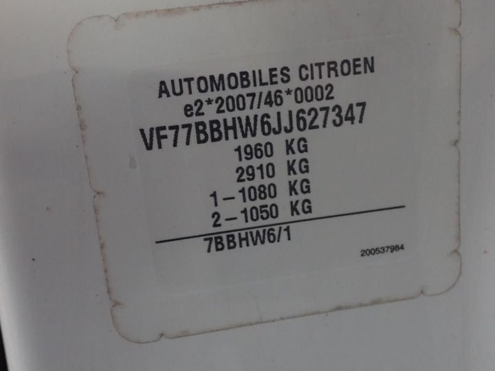 Photo 12 VIN: VF77BBHW6JJ627347 - CITROEN BERLINGO 