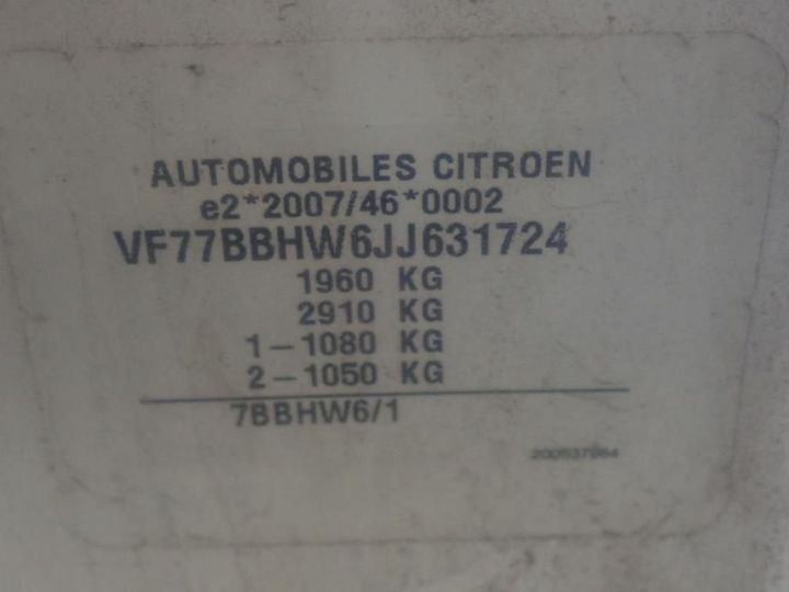 Photo 9 VIN: VF77BBHW6JJ631724 - CITROEN BERLINGO 