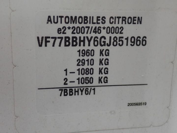 Photo 13 VIN: VF77BBHY6GJ851966 - CITROEN BERLINGO FRIGORIFIQUE 