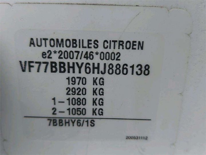 Photo 8 VIN: VF77BBHY6HJ886138 - CITROEN BERLINGO 