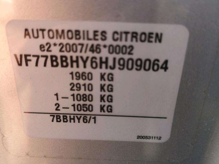 Photo 8 VIN: VF77BBHY6HJ909064 - CITROEN BERLINGO CLUB 