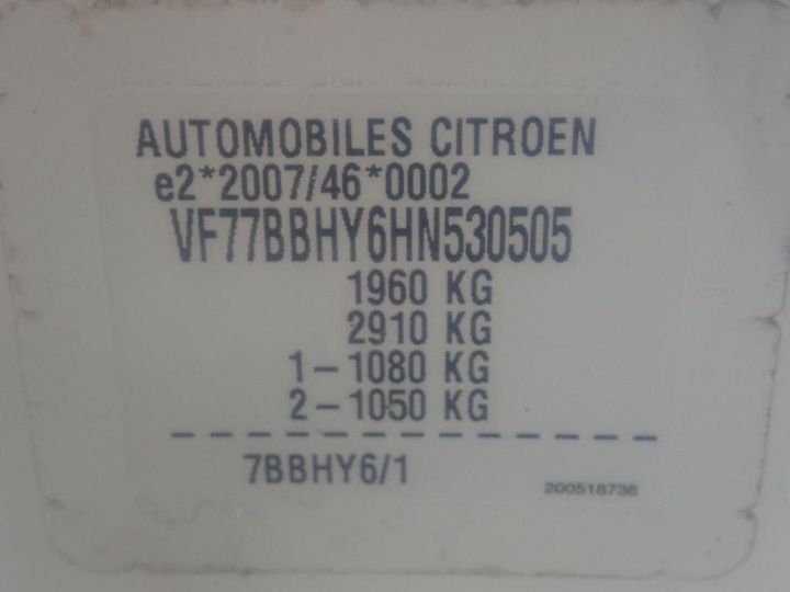 Photo 10 VIN: VF77BBHY6HN530505 - CITROEN BERLINGO 