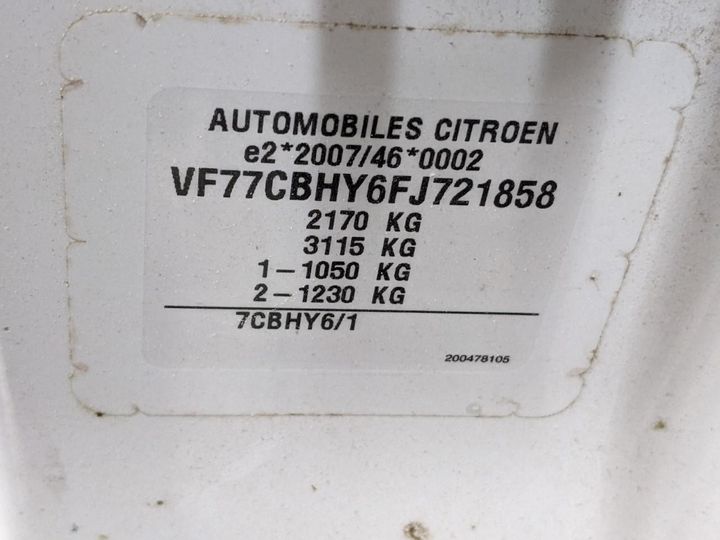 Photo 13 VIN: VF77CBHY6FJ721858 - CITROEN BERLINGO 