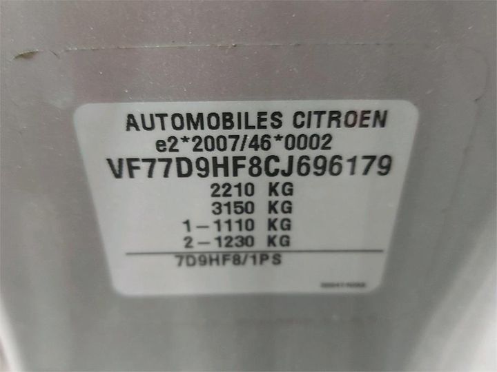 Photo 6 VIN: VF77D9HF8CJ696179 - CITROEN BERLINGO 