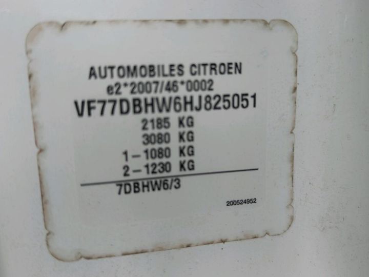 Photo 7 VIN: VF77DBHW6HJ825051 - CITRON BERLINGO 