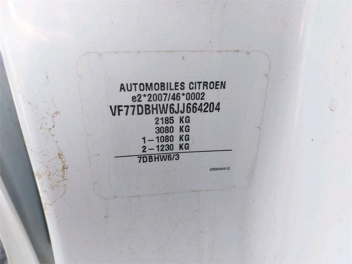 Photo 8 VIN: VF77DBHW6JJ664204 - CITROEN BERLINGO 