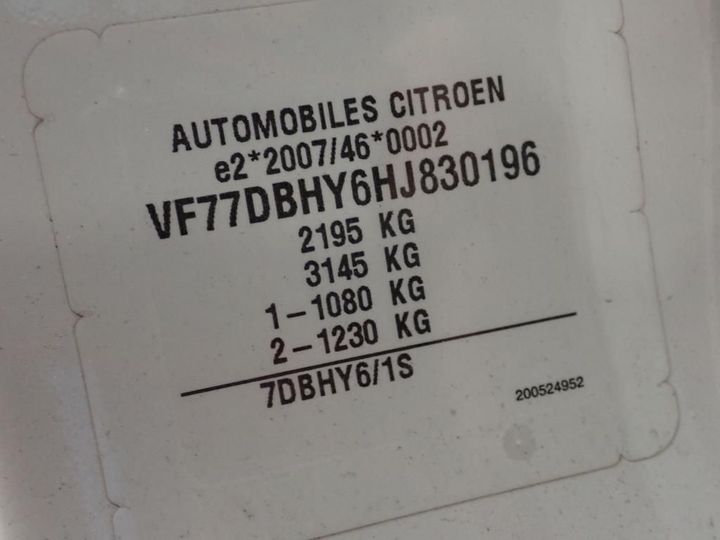 Photo 11 VIN: VF77DBHY6HJ830196 - CITROEN BERLINGO 