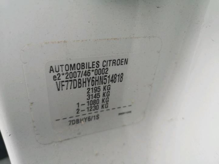 Photo 8 VIN: VF77DBHY6HN514818 - CITROEN BERLINGO 